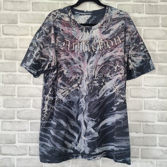 Vintage Affliction T-shirt Streetwear Grunge Thrashed Mens 3XL Distressed Gothic
